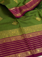 Forest Green Cotton Silk Saree