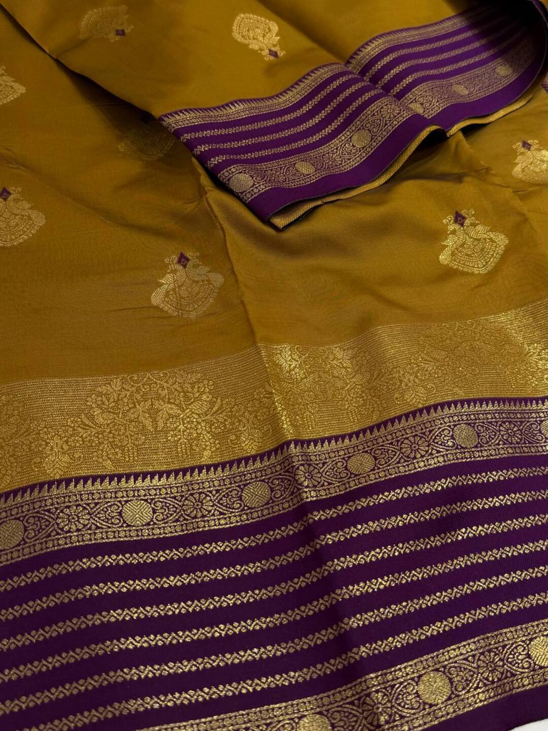 Mustard Yellow Cotton Silk Saree