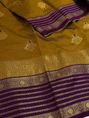 Mustard Yellow Cotton Silk Saree