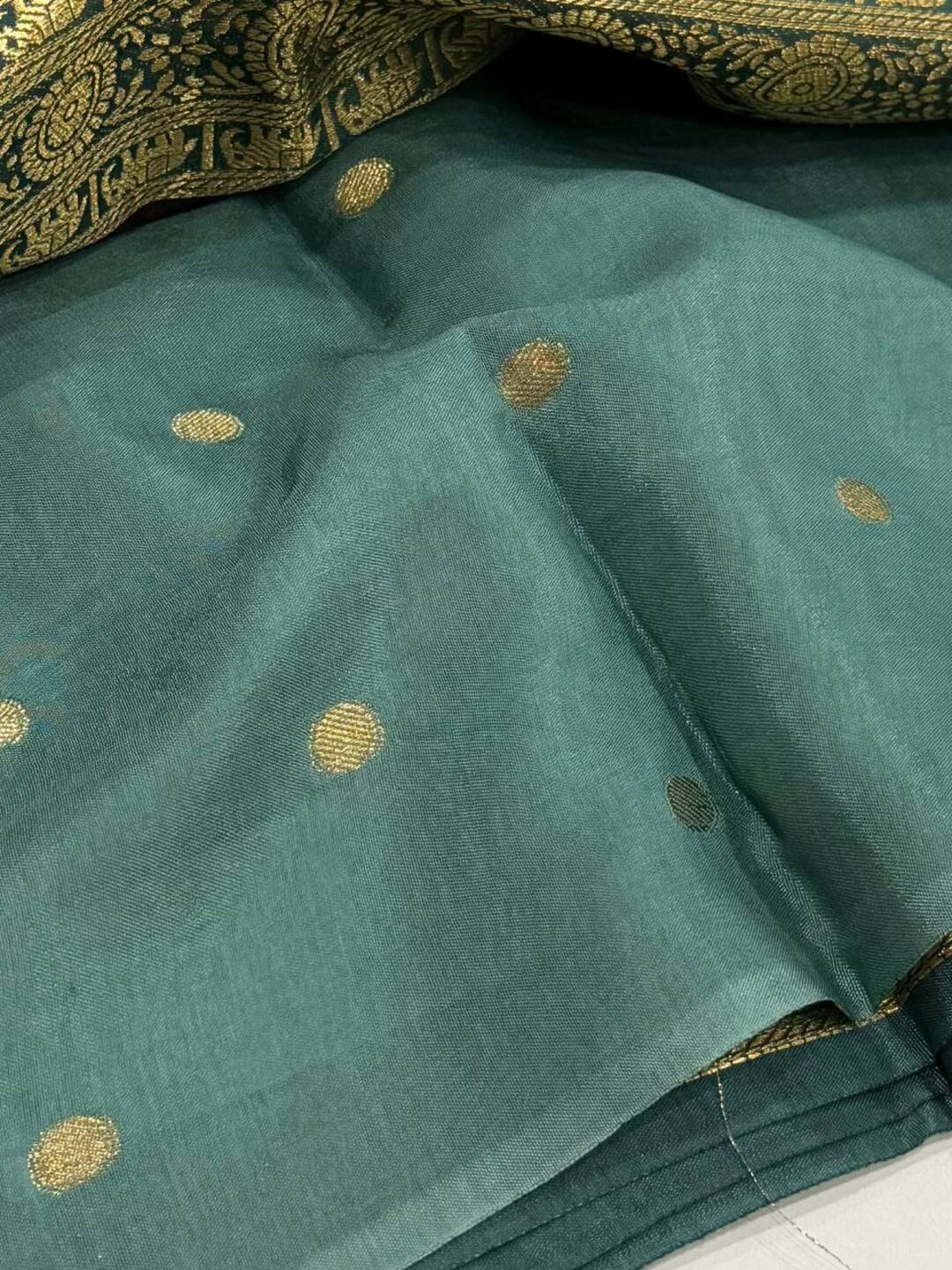 Wine Purple With Teal Green Banaras Cotton Saree