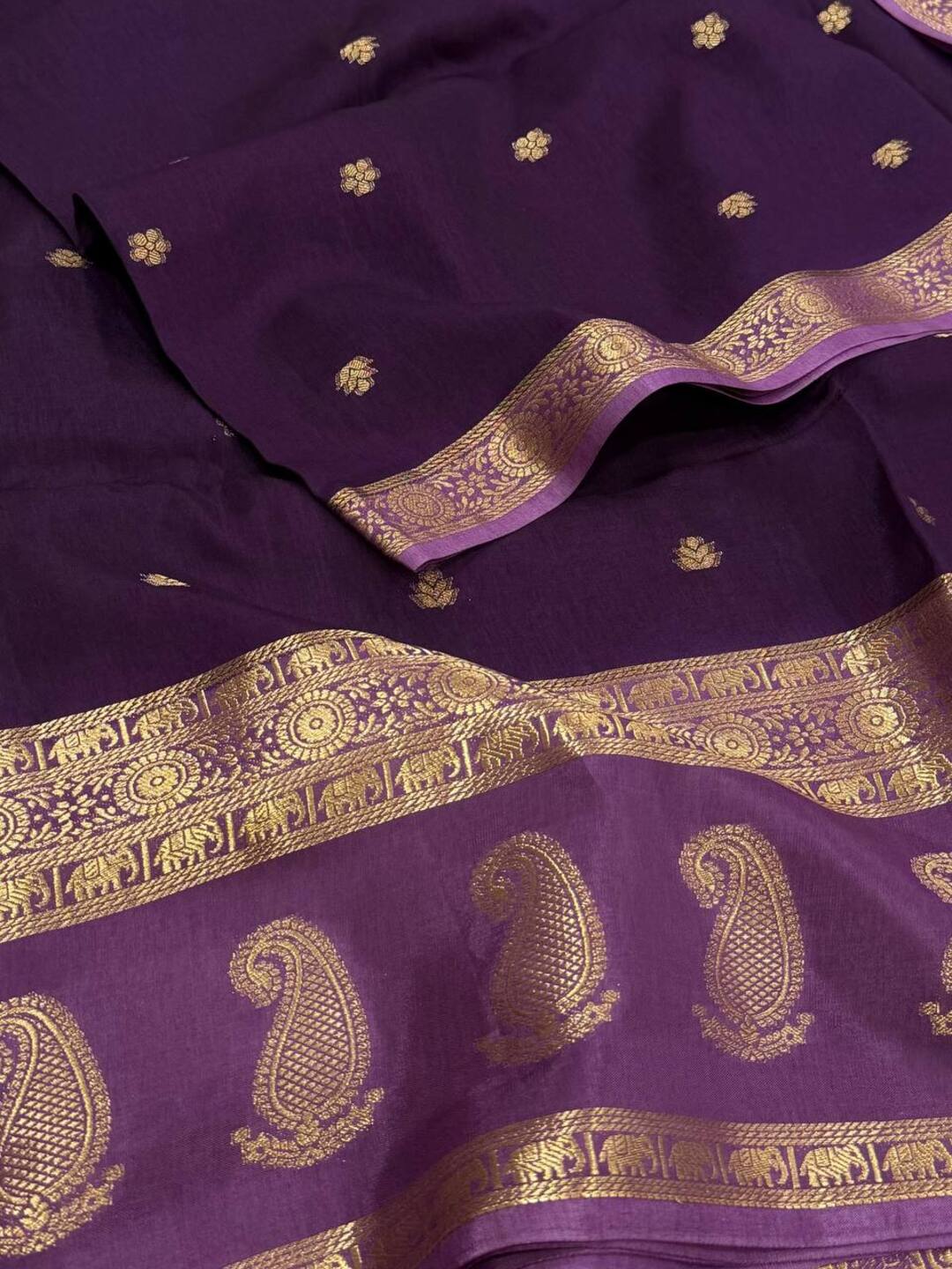 Royal Purple With Light Purple Banaras Cotton Saree