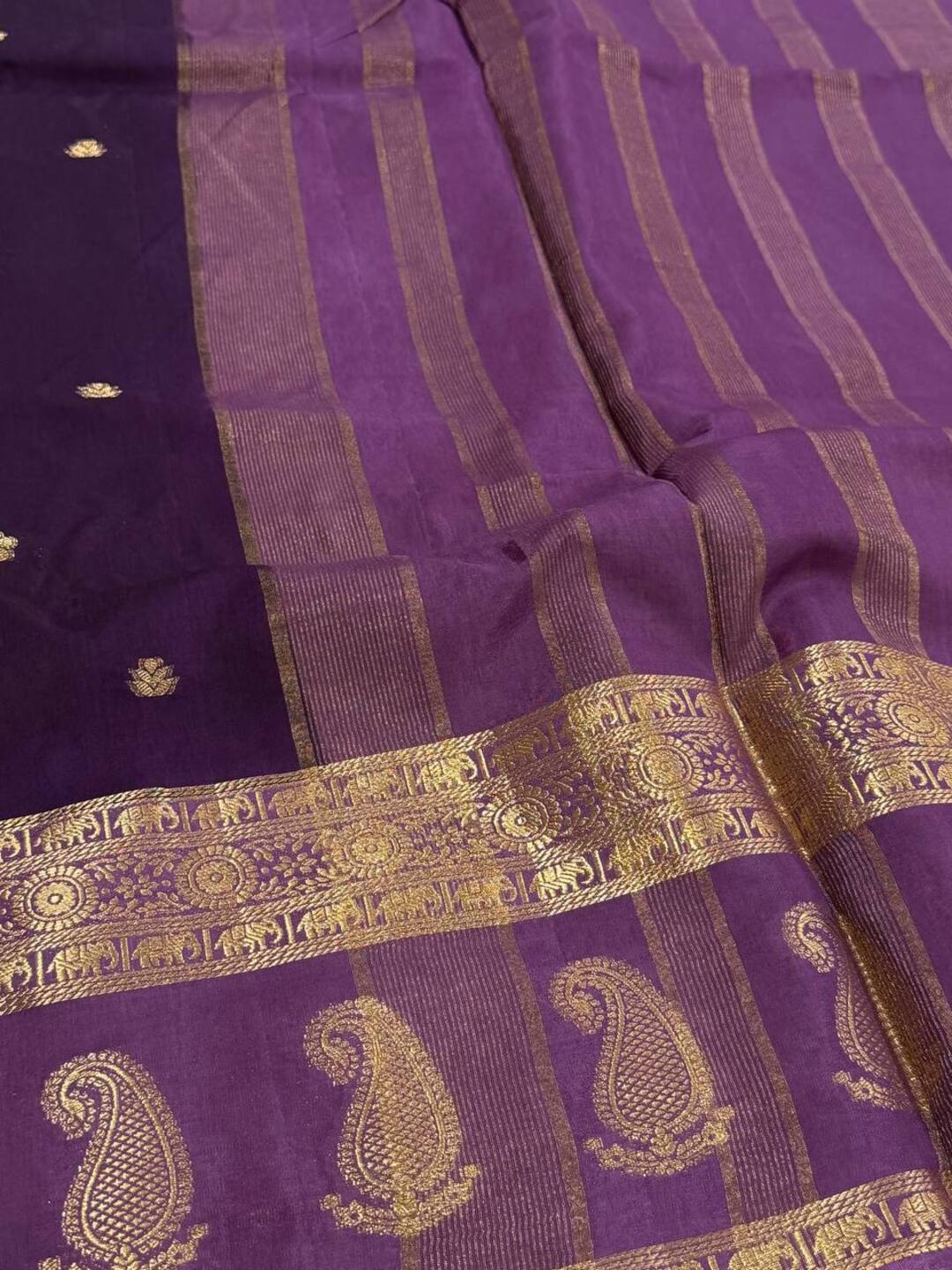 Royal Purple With Light Purple Banaras Cotton Saree
