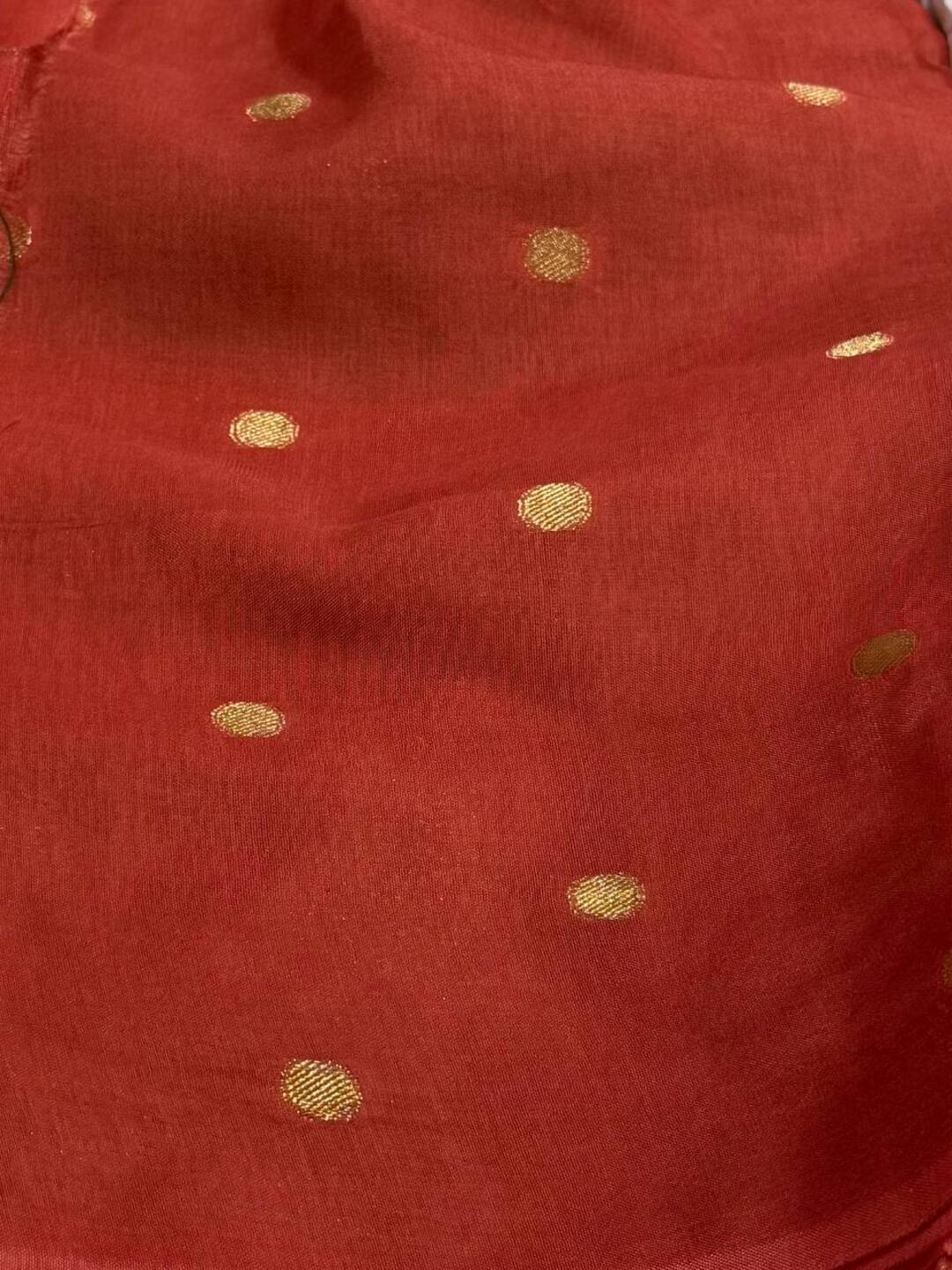 Emerald Green With Coral Pink Banaras Cotton Saree