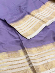 Lavender Purple Semi Mysore Chiffon Saree