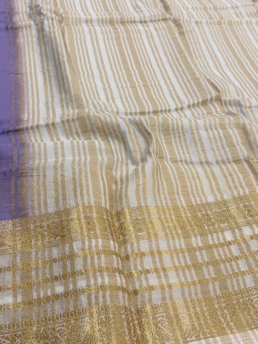 Lavender Purple Semi Mysore Chiffon Saree
