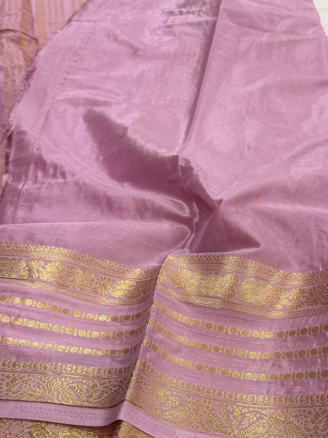 White Semi Mysore Chiffon Saree