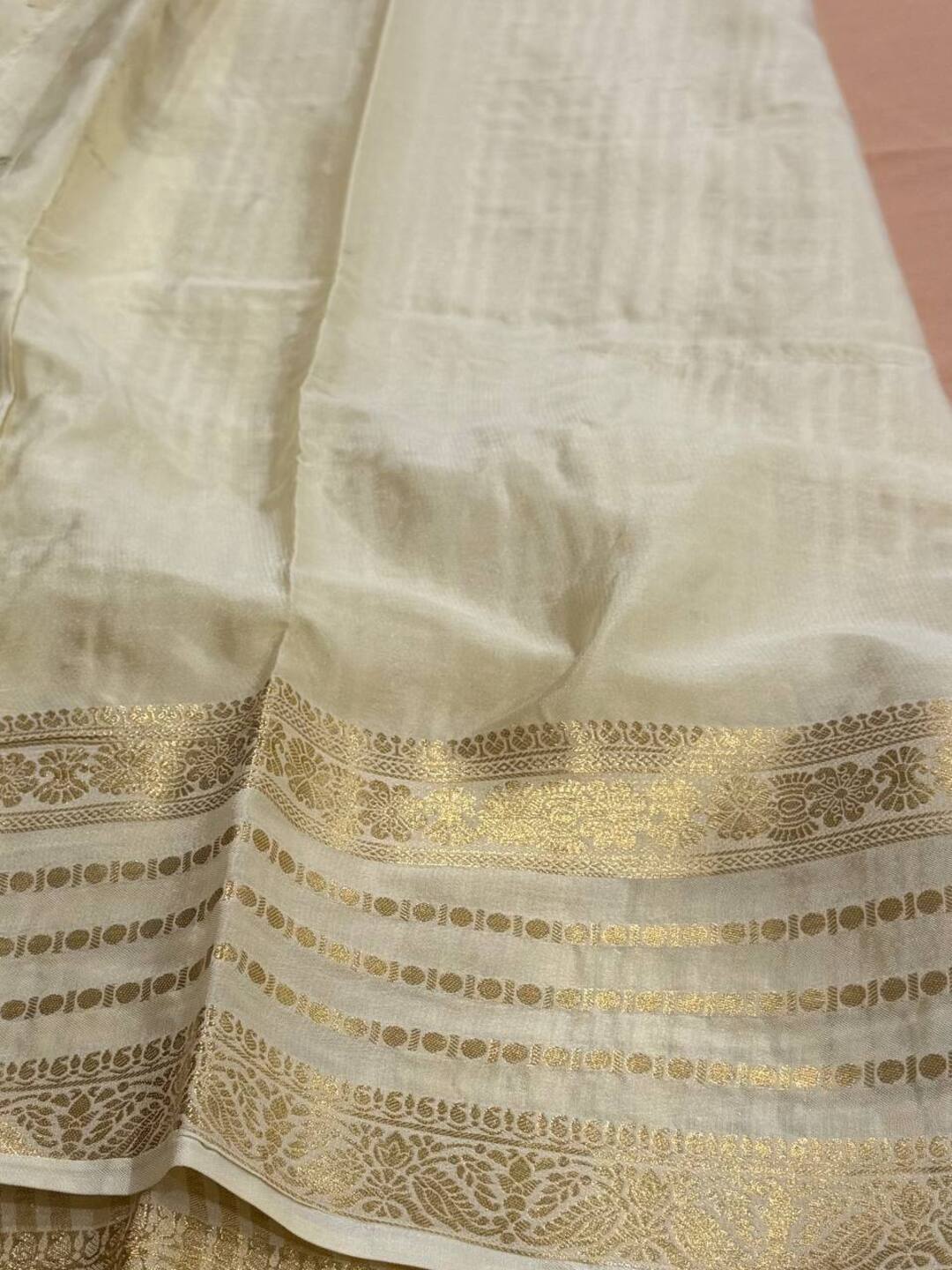 Peach Semi Mysore Chiffon Saree
