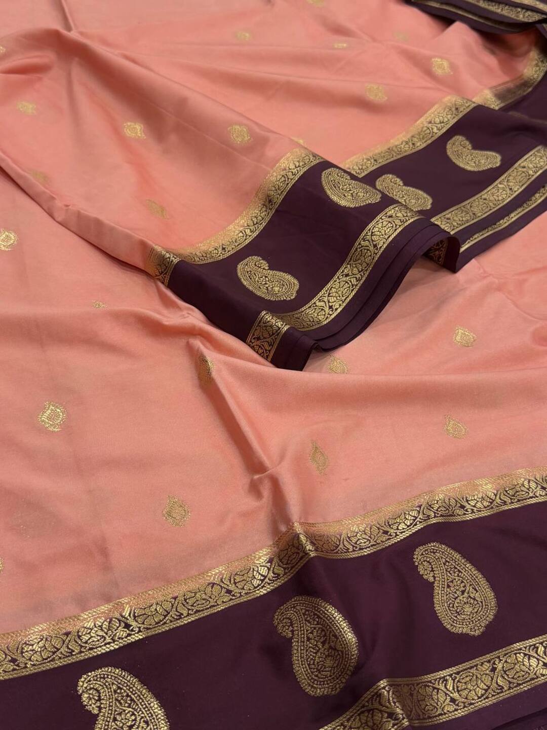 Pastel Pink Semi Mysore Chiffon Saree