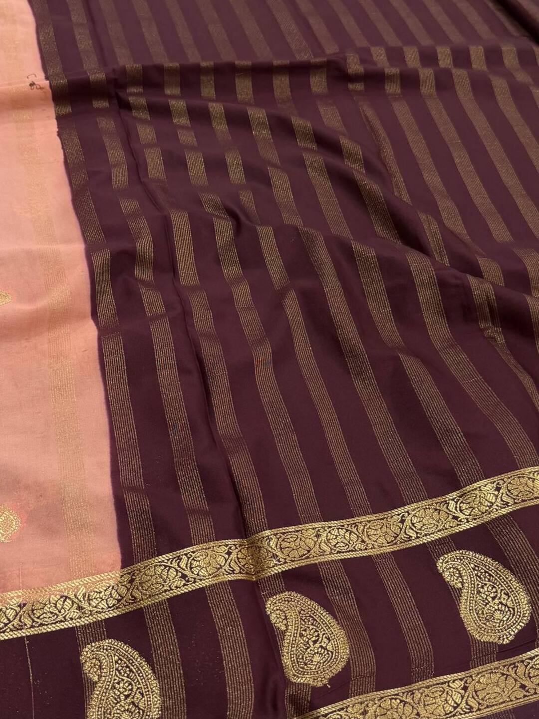 Pastel Pink Semi Mysore Chiffon Saree