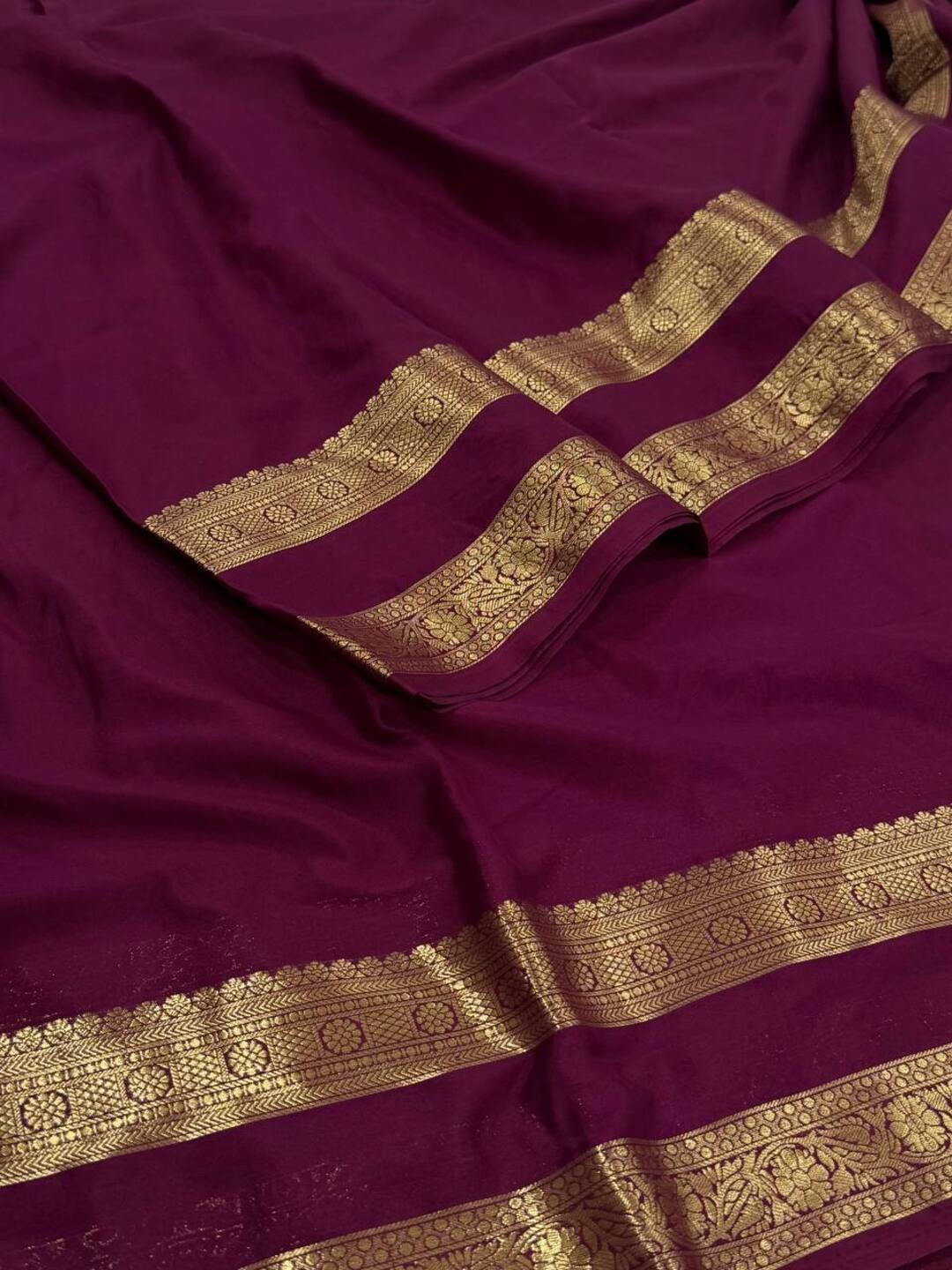 Plum Purple Chiffon Silk Saree
