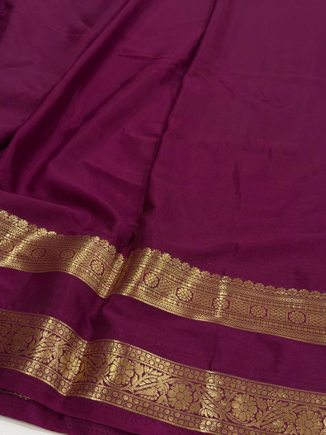 Plum Purple Chiffon Silk Saree