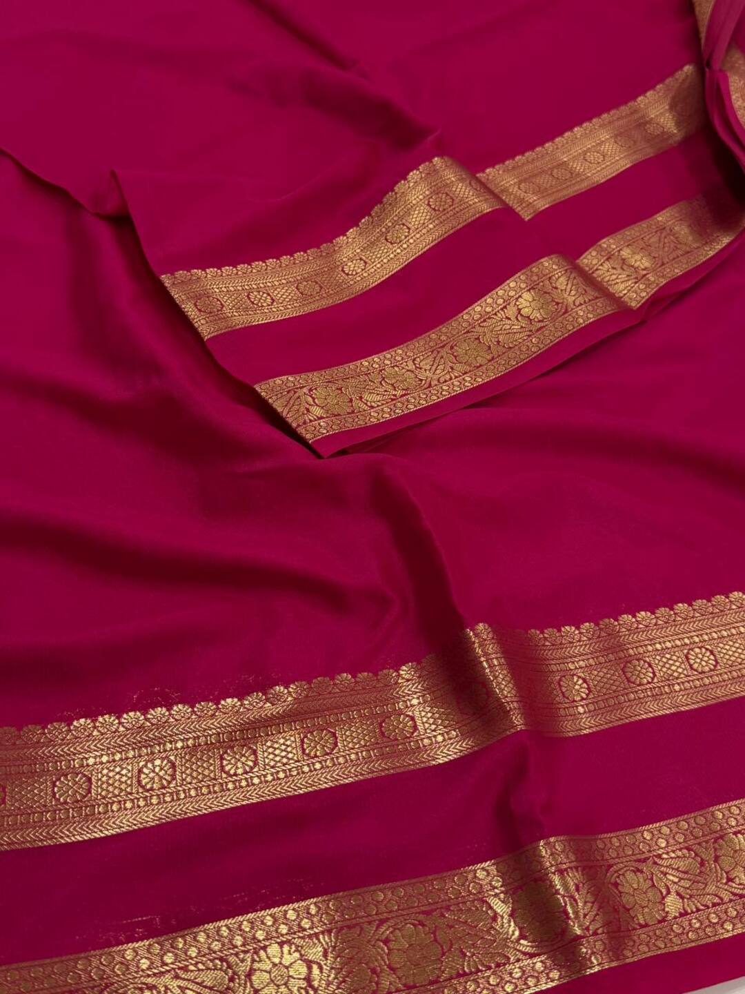 Hot Pink Chiffon Silk Saree