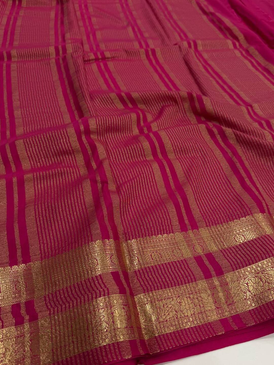 Hot Pink Chiffon Silk Saree