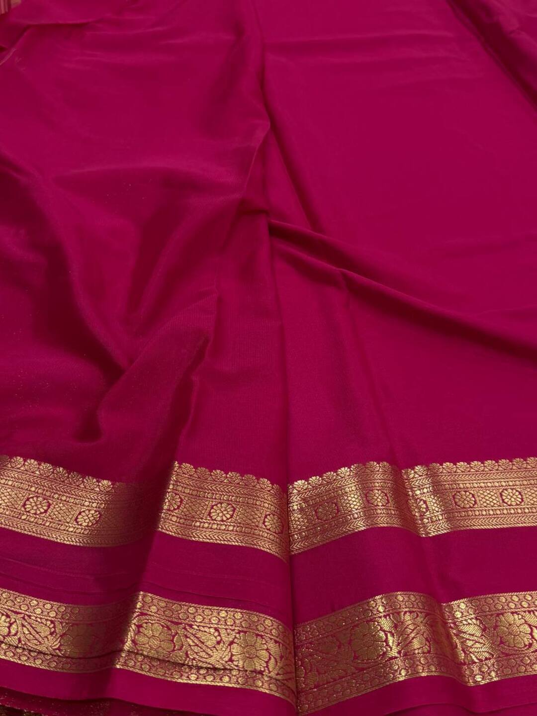 Hot Pink Chiffon Silk Saree