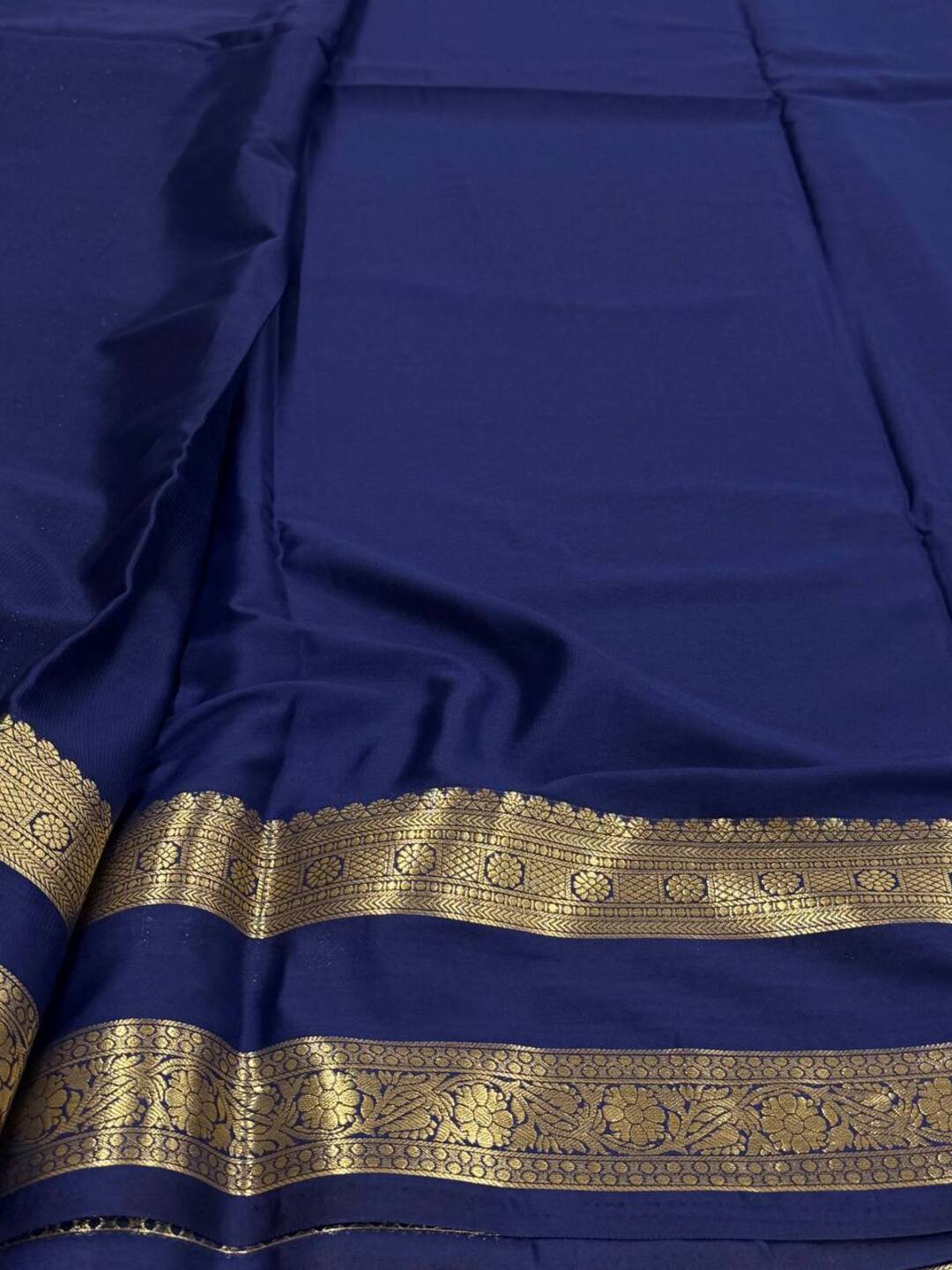 Navy Blue Chiffon Silk Saree