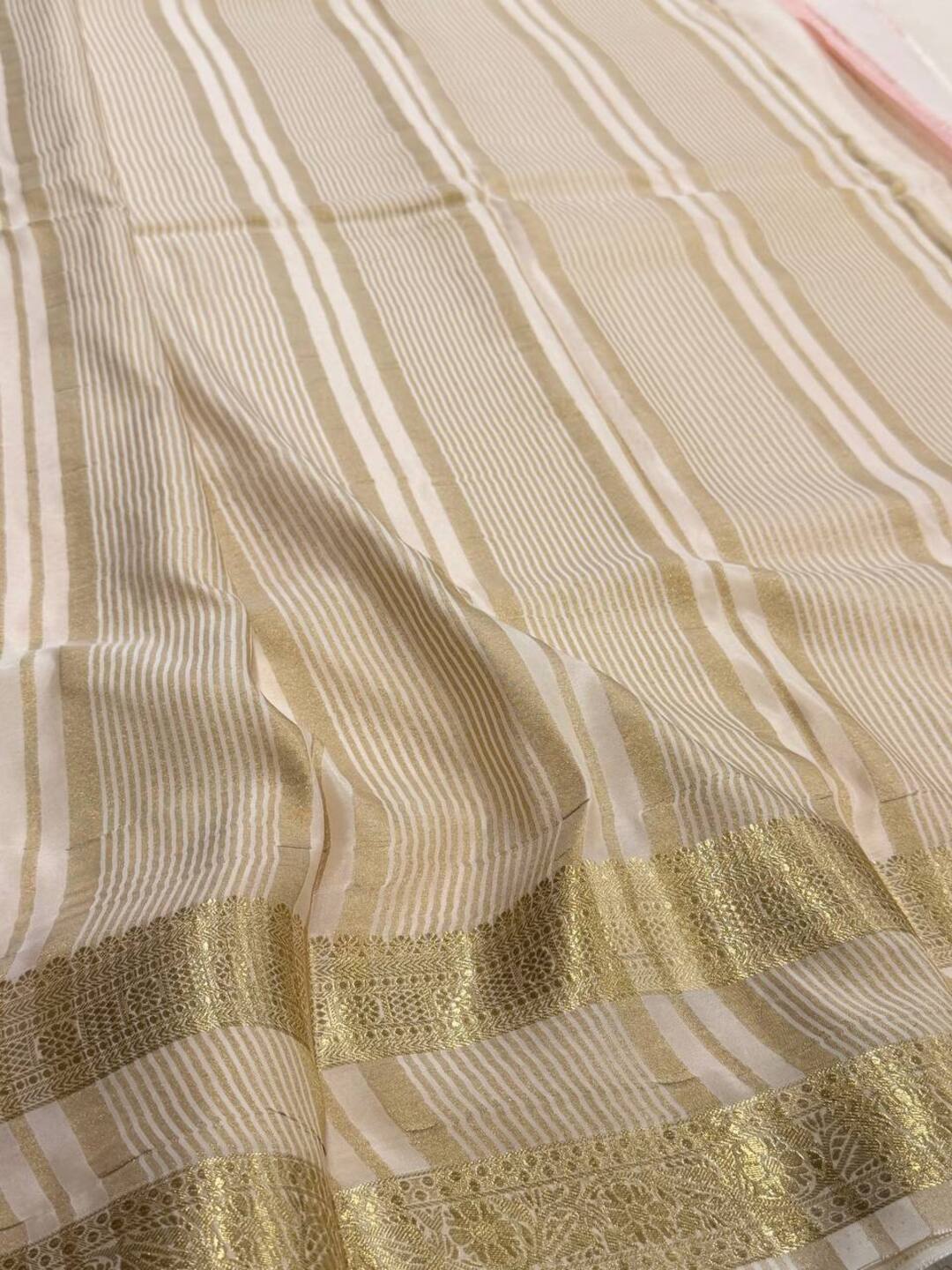 Off White Chiffon Silk Saree