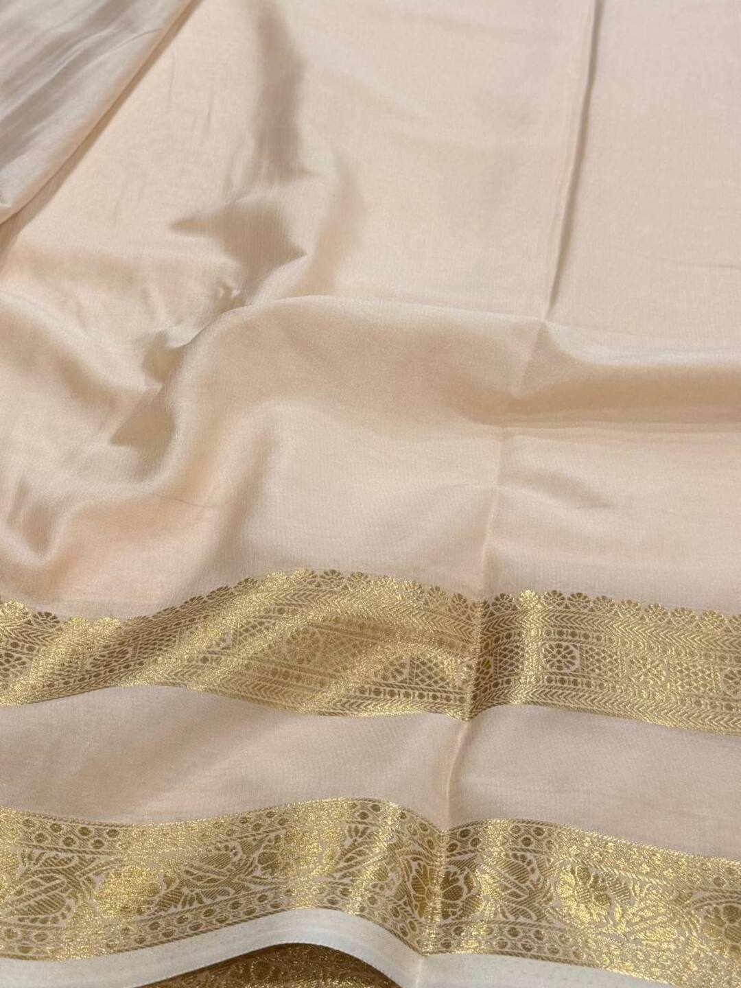 Off White Chiffon Silk Saree