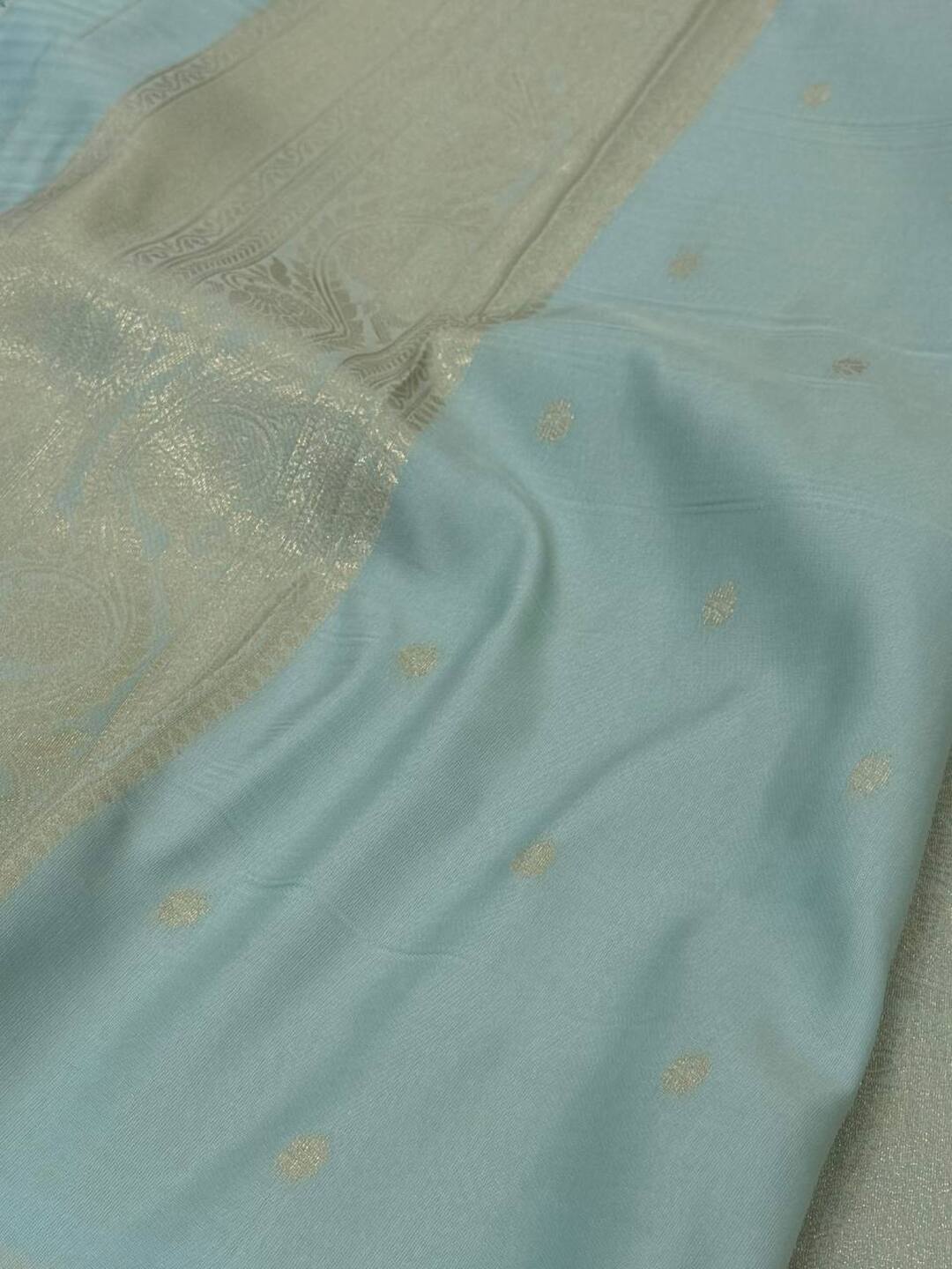 Icy Blue Cotton Silk Saree