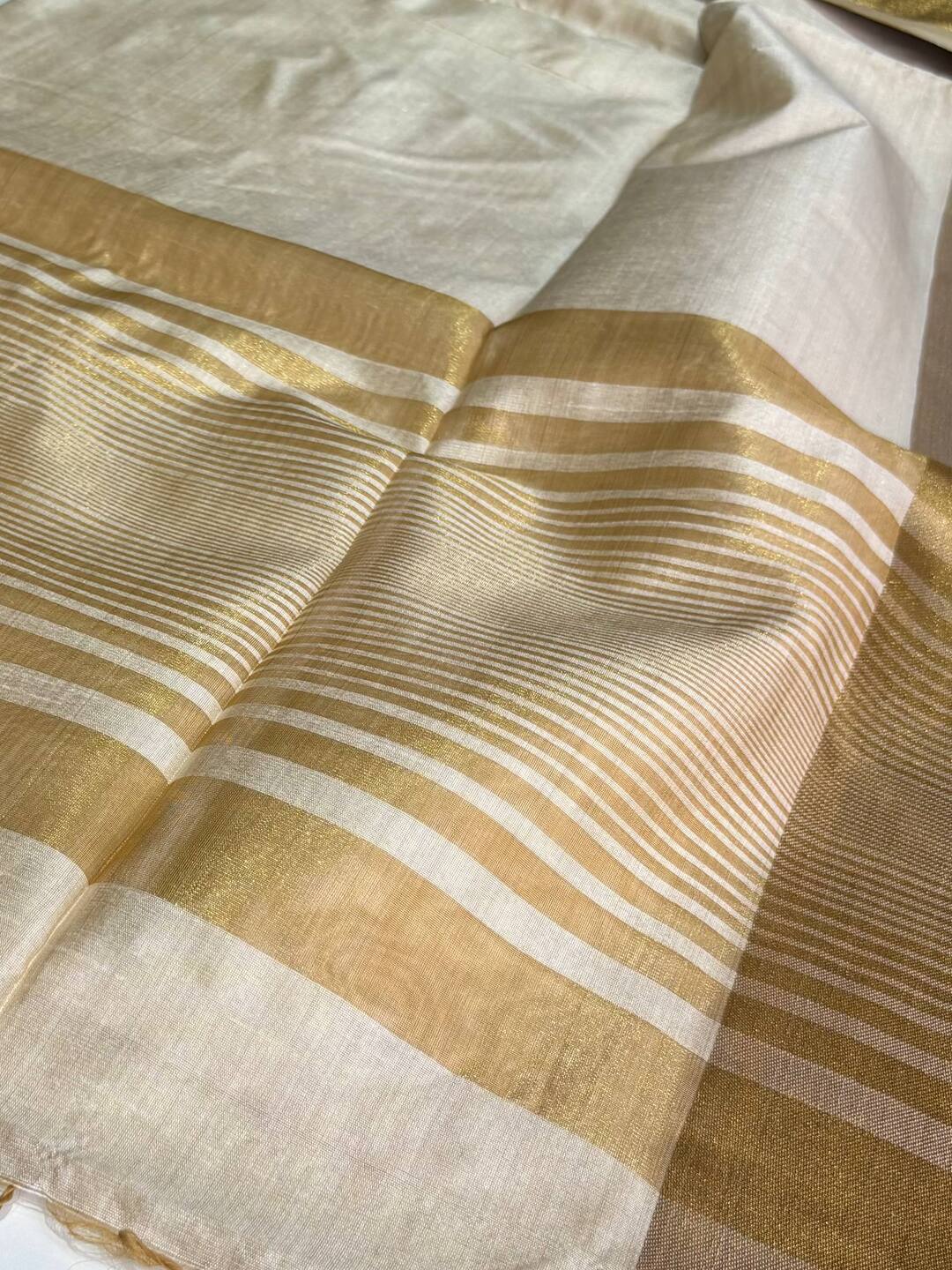 Off White Cotton Silk Saree