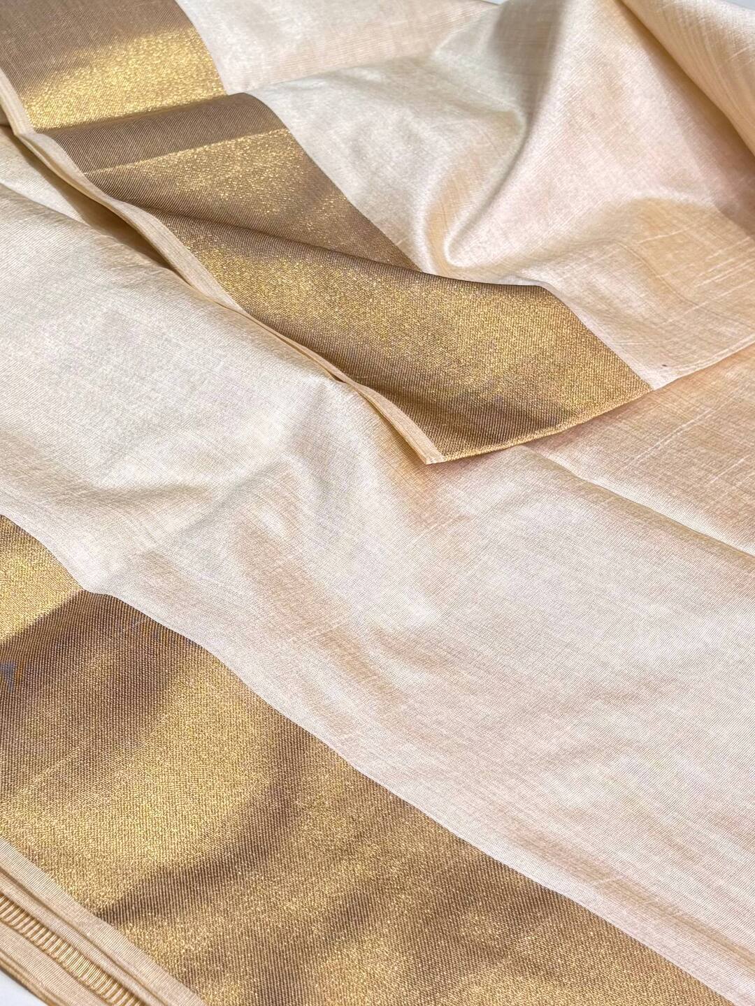 Off White Cotton Silk Saree
