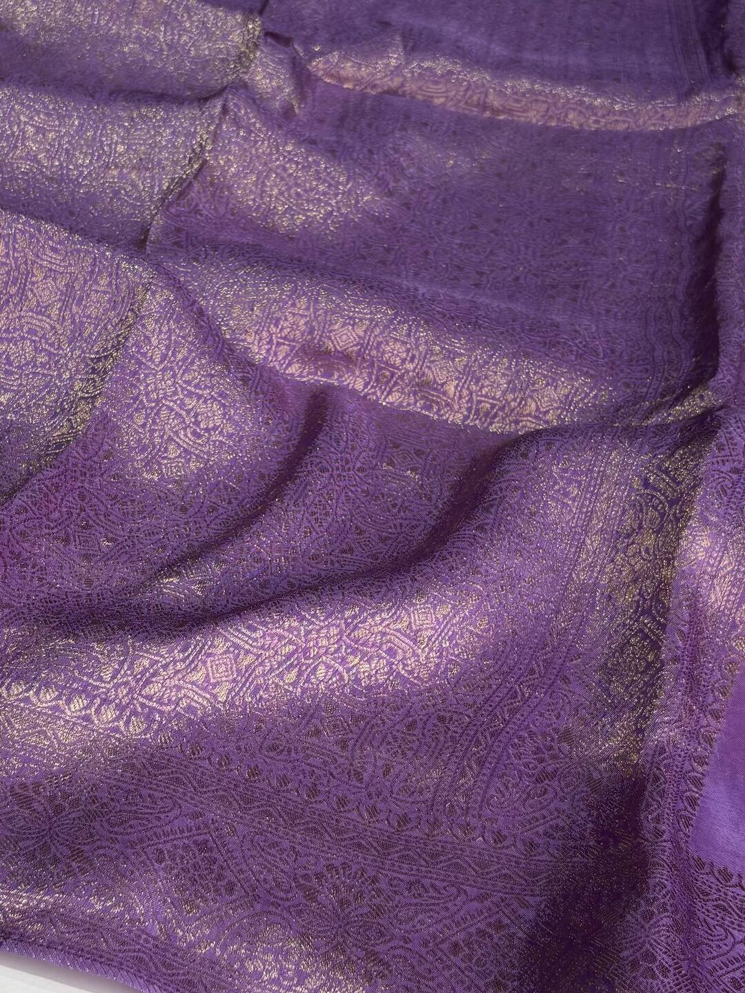 Lavender Purple Chiffon Satin Silk Saree