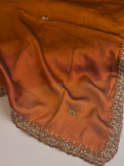 Golden Brown Georgette Saree