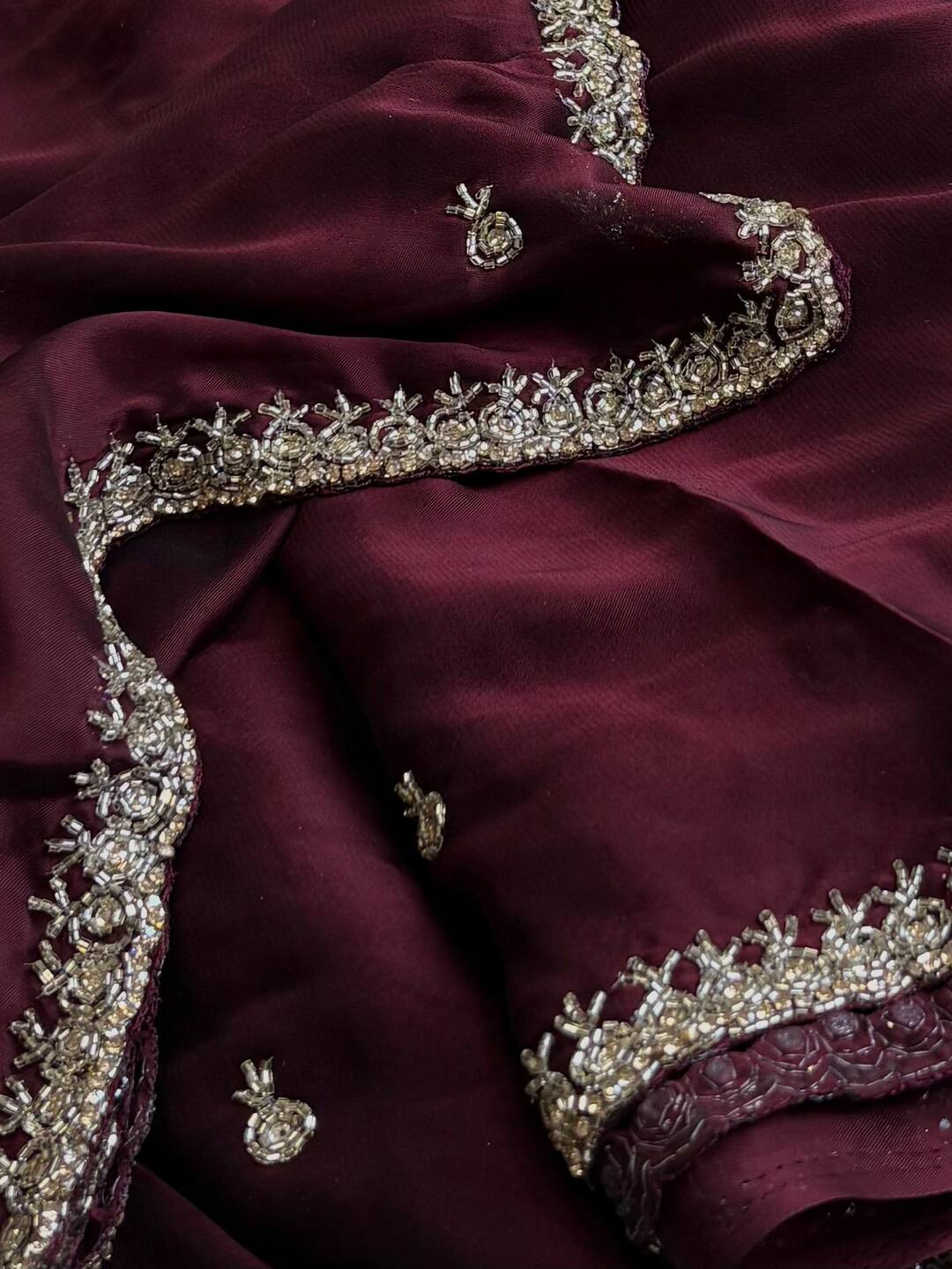 Wine Purple Georgette Saree