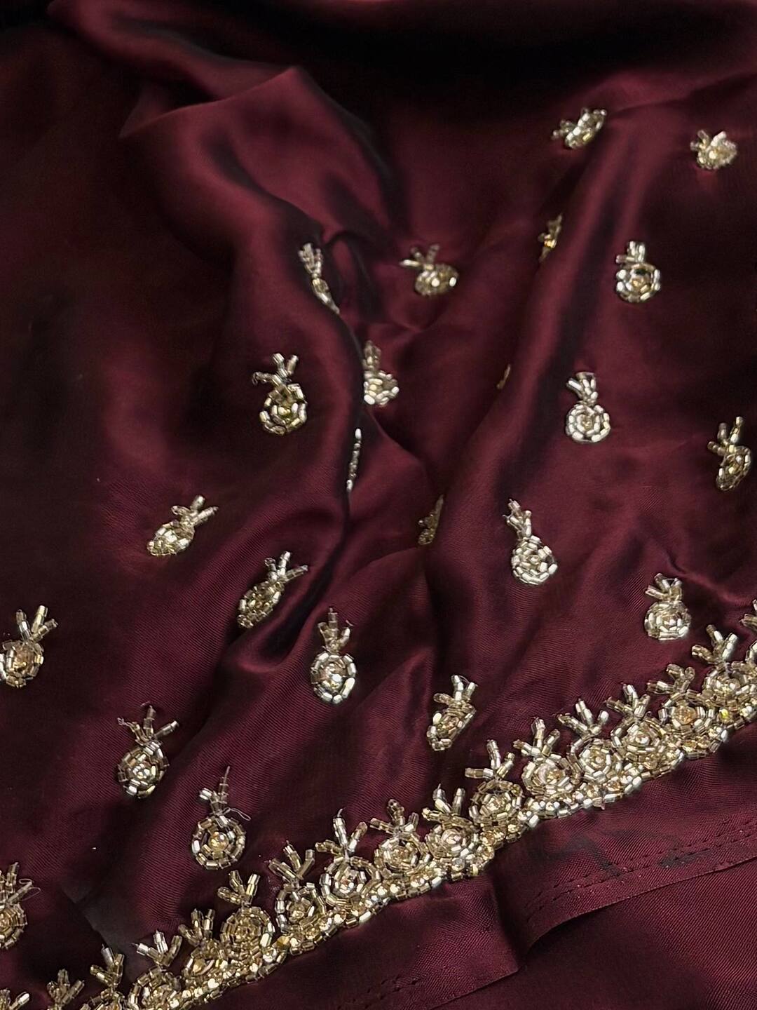 Wine Purple Georgette Saree