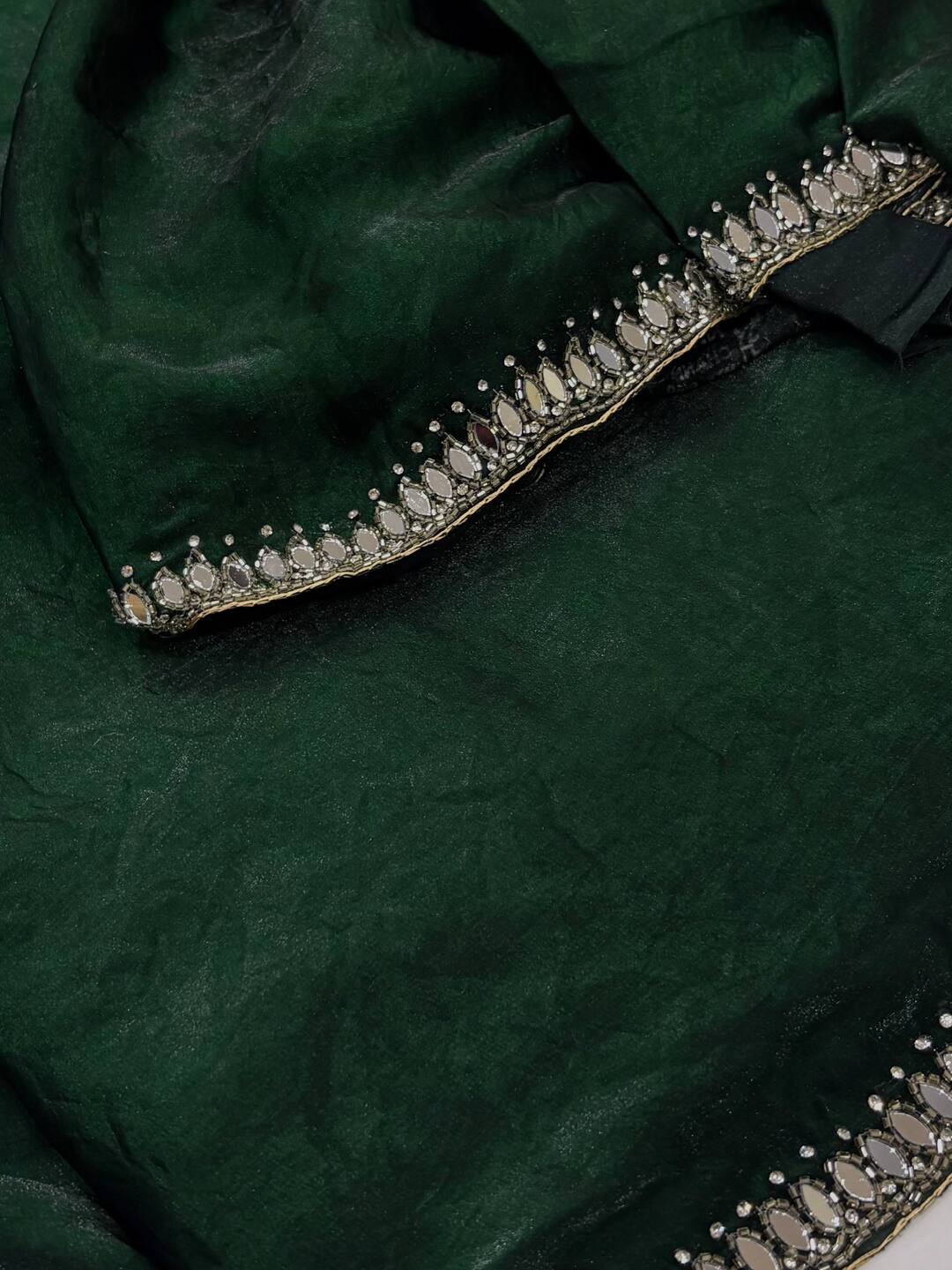 Forest Green Georgette Silk  Saree