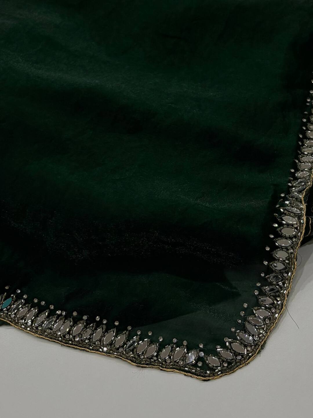 Forest Green Georgette Silk  Saree
