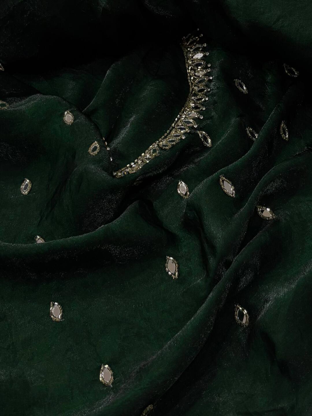 Forest Green Georgette Silk  Saree