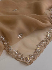 Champagne Georgette Silk Saree