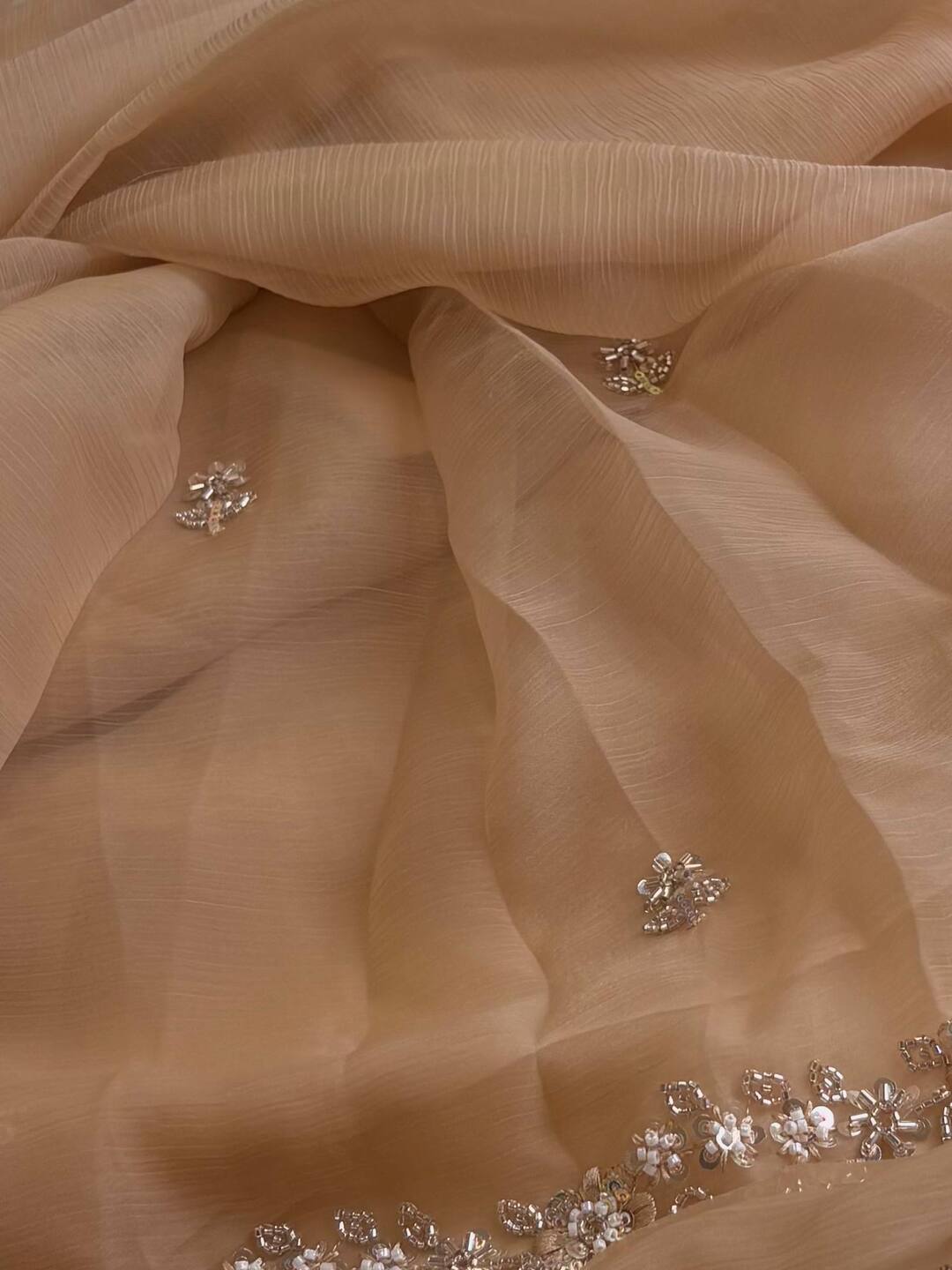 Champagne Georgette Silk Saree