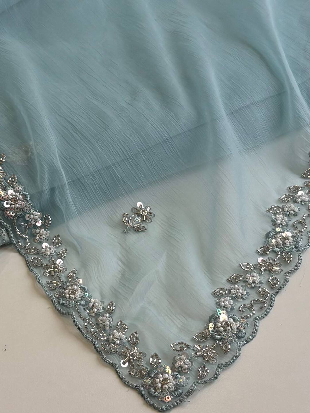 Baby Blue Georgette Silk Saree