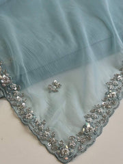 Baby Blue Georgette Silk Saree
