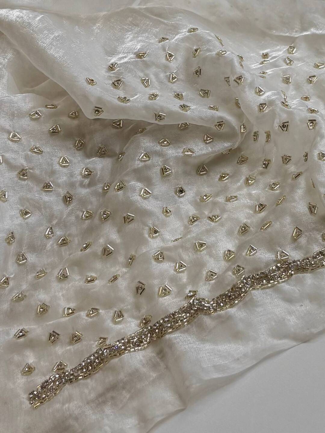White Georgette Silk Saree