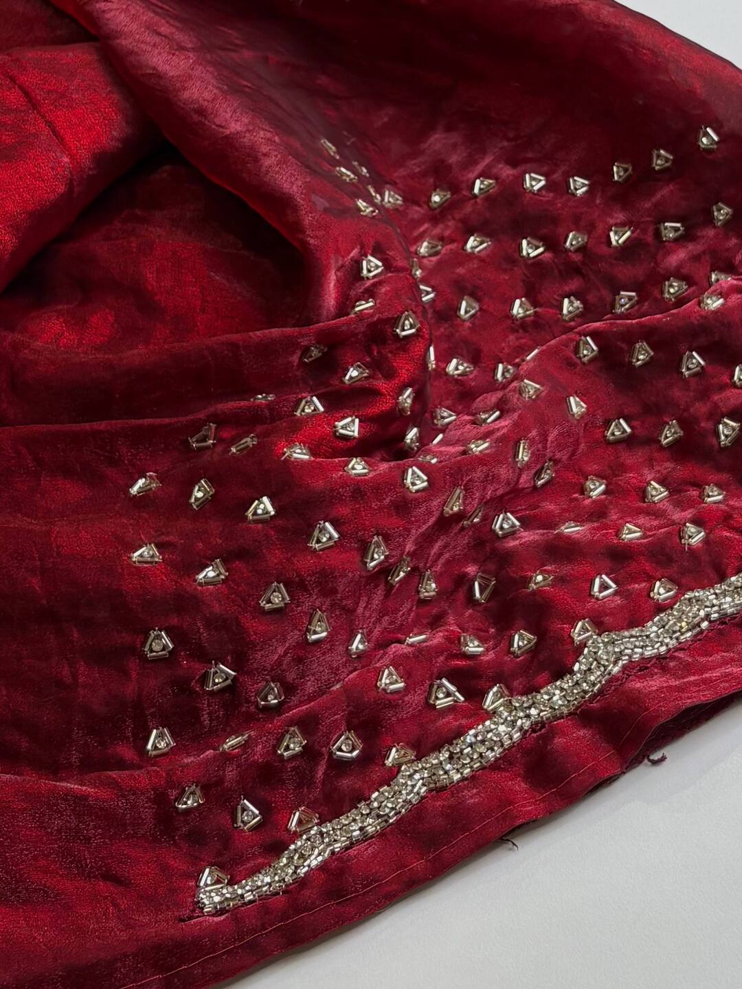 Maroon Georgette Silk Saree