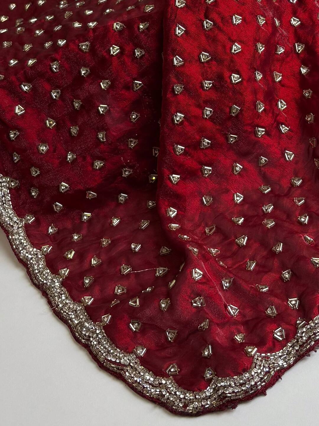 Maroon Georgette Silk Saree
