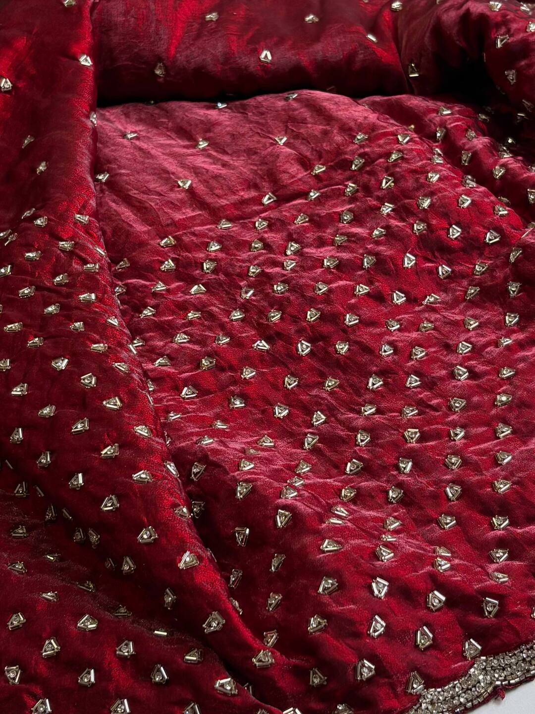 Maroon Georgette Silk Saree