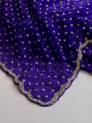 Royal Blue Georgette Silk Saree