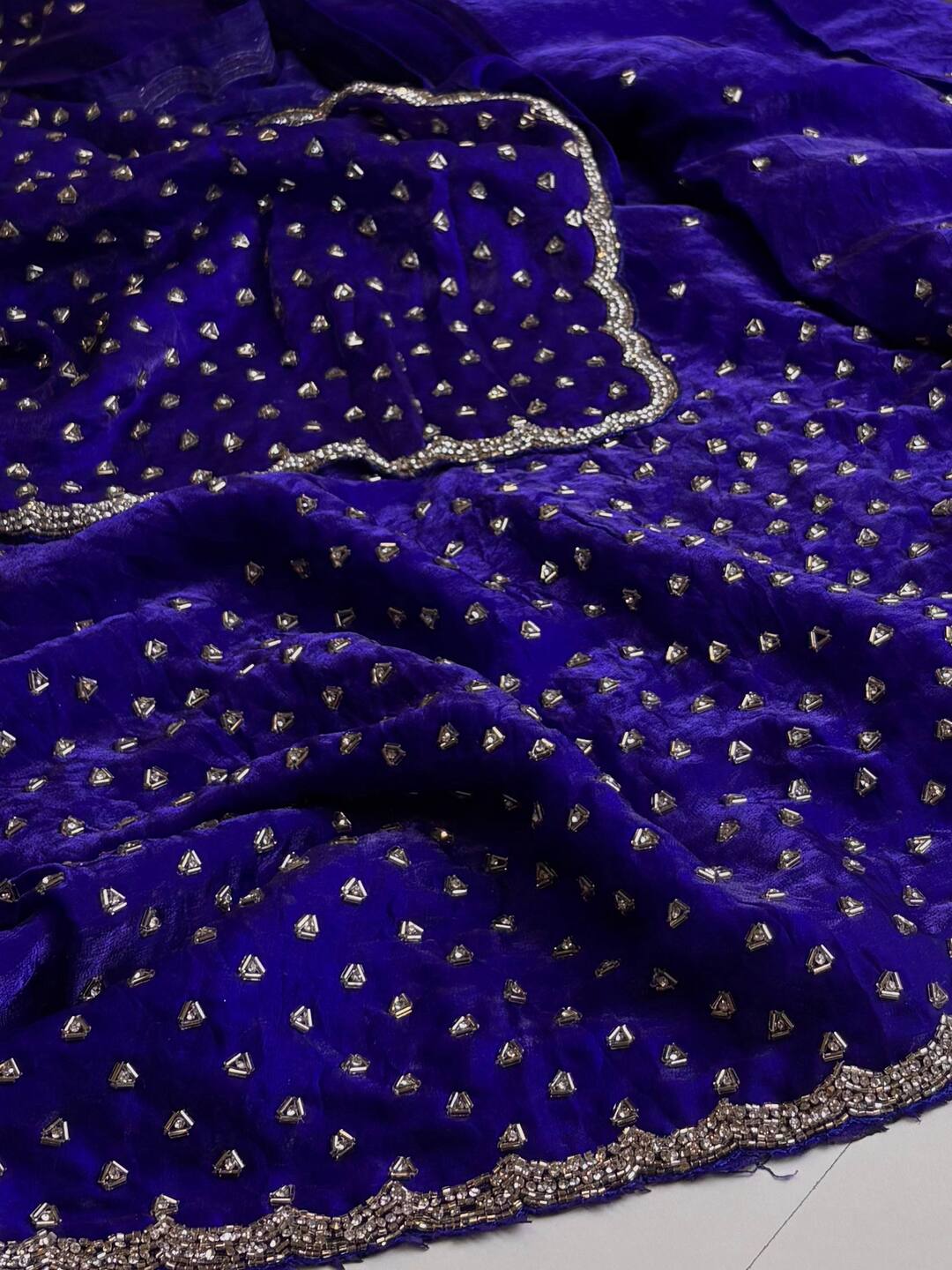 Royal Blue Georgette Silk Saree