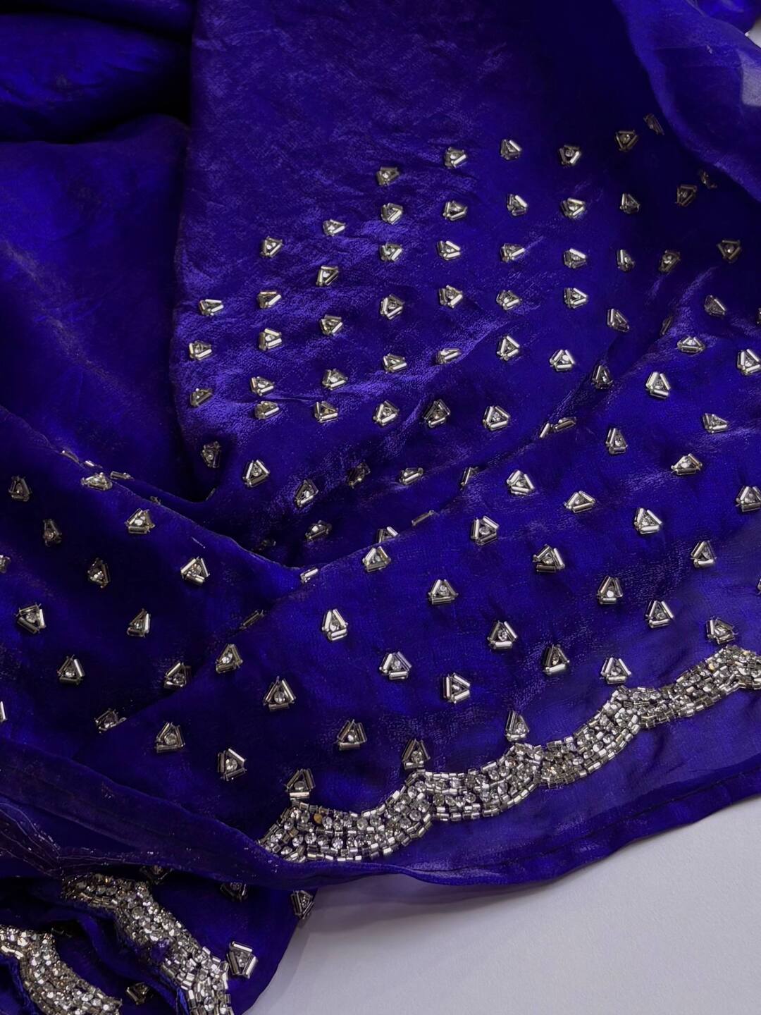 Royal Blue Georgette Silk Saree