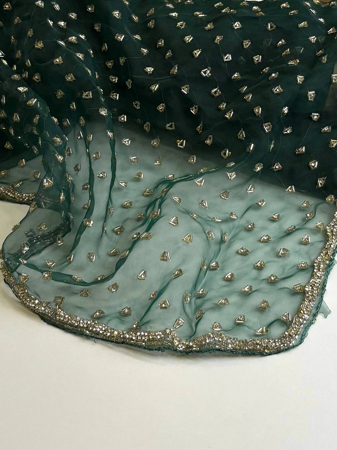 Teal Green Net Georgette Silk Saree