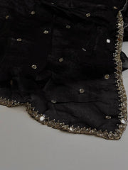 Black Georgette Silk Saree