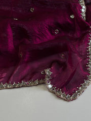 Magenta Purple Georgette Silk Saree