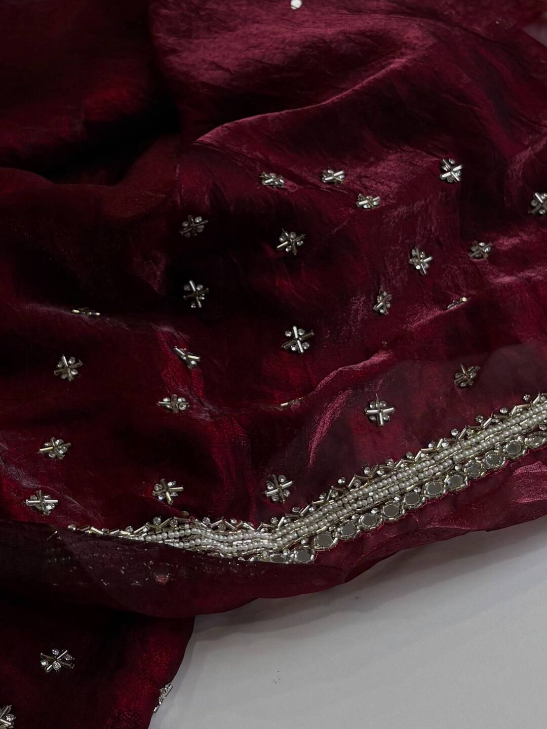 Maroon Georgette Silk Saree