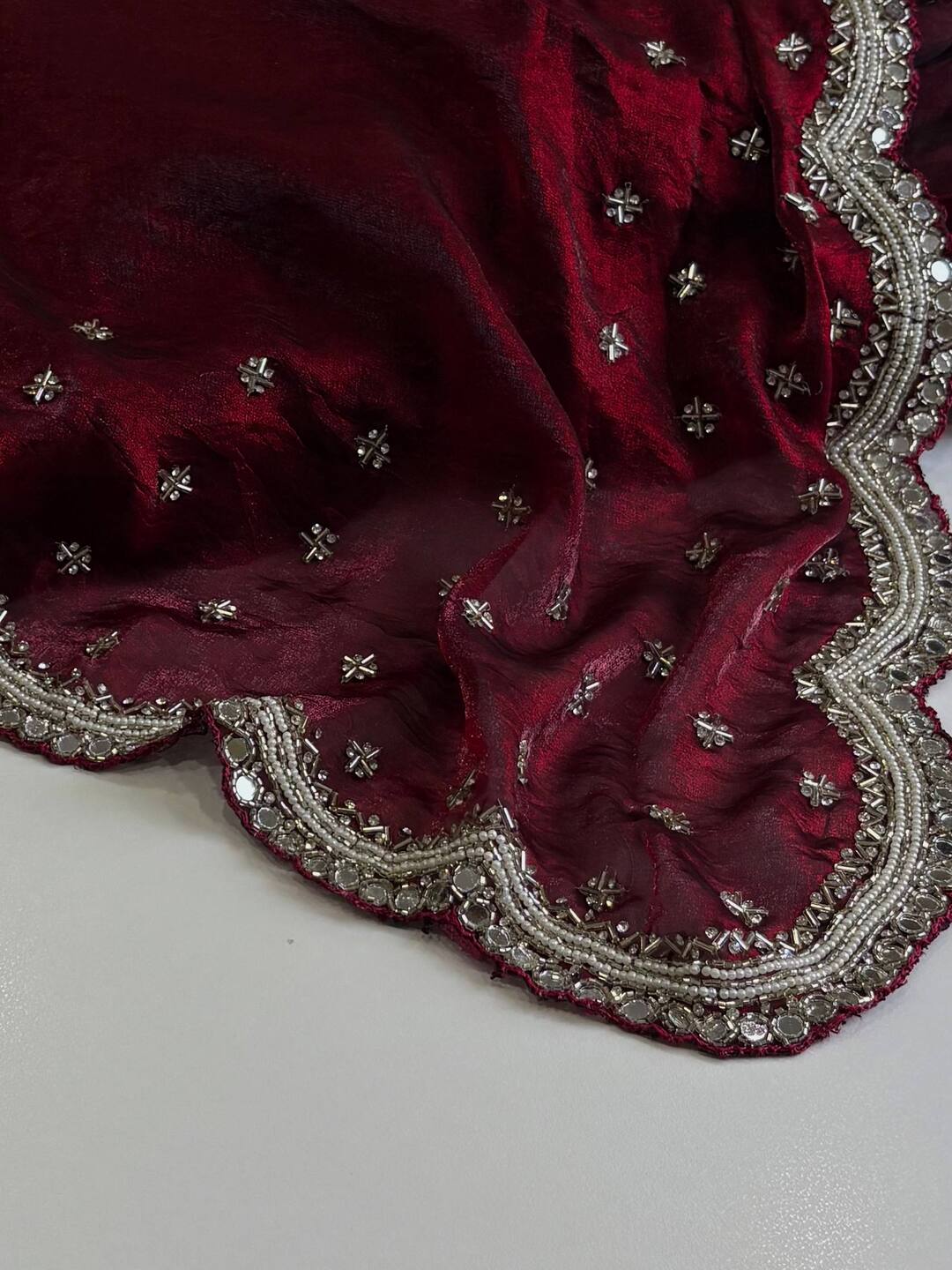 Maroon Georgette Silk Saree