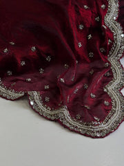 Maroon Georgette Silk Saree