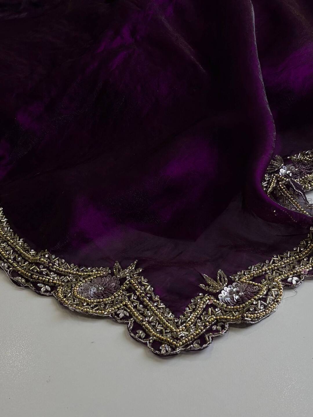 Royal Purple Georgette Silk Saree