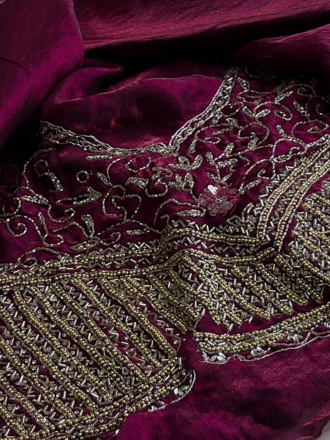 Magenta Purple Georgette Silk Saree